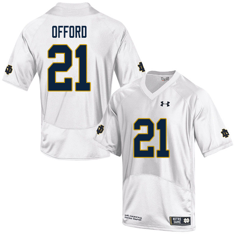 Men's NCAA Notre Dame Fighting Irish #21 Caleb Offord Stitched College Under Armour Authentic White Football Jersey VT10E54LG